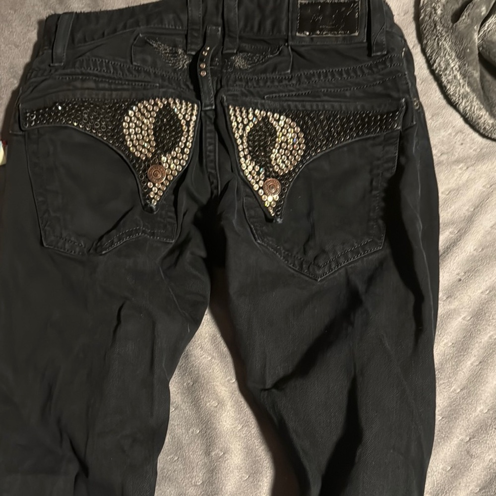 Black Embellished mens robin Jeans